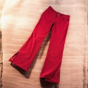 Vintage Periscope Pants Women 3 Red Flare Split Hem Stretch Low Rise Y2K Rave